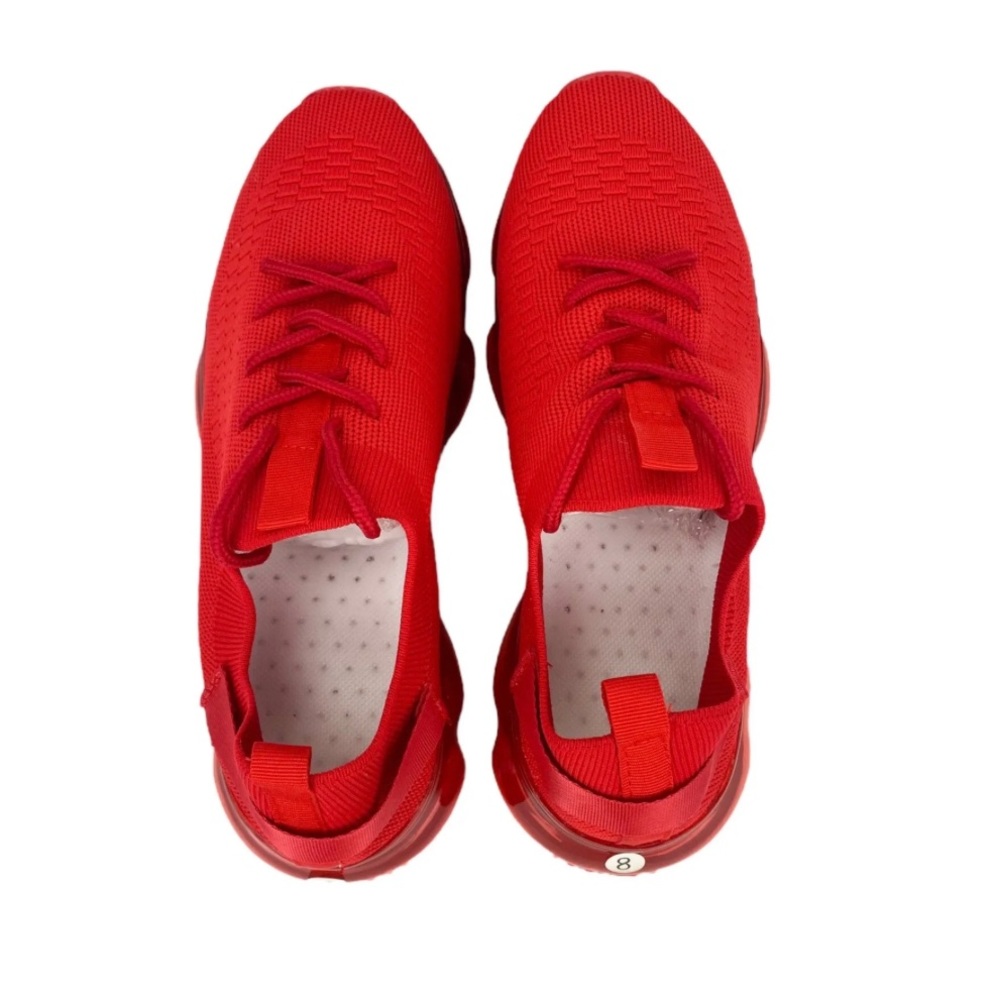 Women's Elastic Stretch Mesh Casual Slip On Air Cushion Sneakers Red Size 8 - Picture 7 of 8